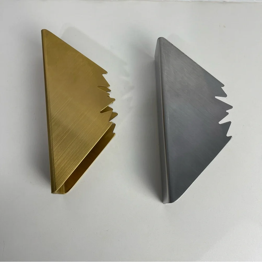 Lot of 2 Napkin triangle holder gold & silver tabletop stainless steel
